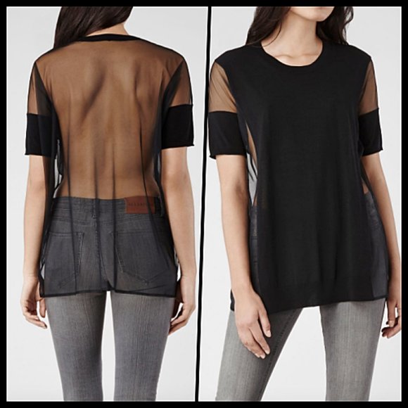 All Saints Tops - Allsaints Black Shadow Sheer Top 6